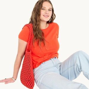 J. Crew '90s Cropped Organic Slub Cotton T-Shirt Top Pullover Orange Size XXL